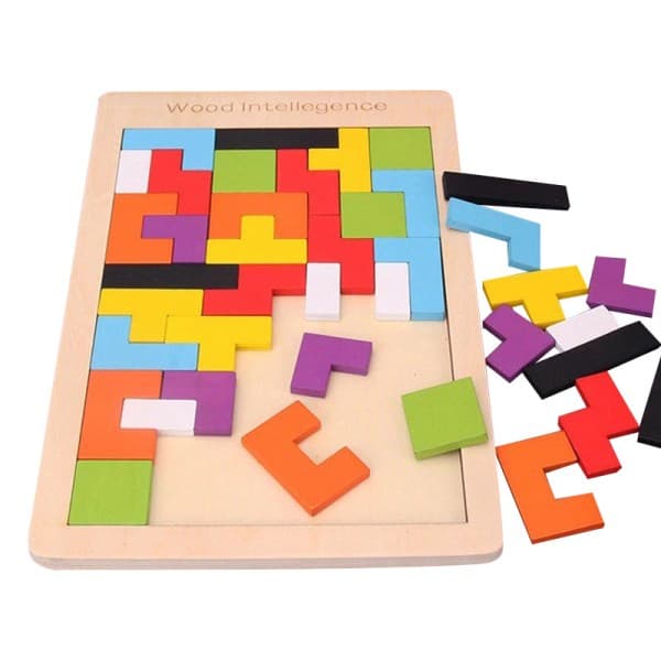 Puinen Tangram-palapelimallilohkopeli