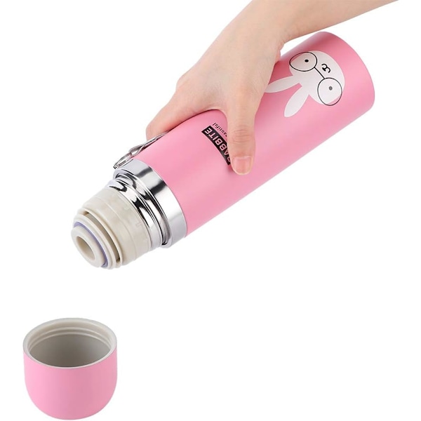 500ml Portabel Vakuumisolerad Rostfri Stål Vattenflaska för Barn med Tecknat Motiv (Rosa)