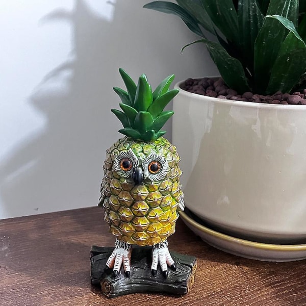 Berätta för mig ananas uggla dekor, rolig harts konst figur skulptur, nyckfull hem gnome prydnad, söt uggla staty för balkong