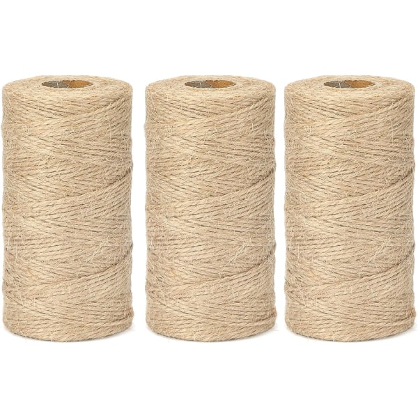 Jute-naru, luonnonpuutarhan jutenaru, 2-kerroksinen taide- ja käsityölankanaru ruskea DIY-askarteluun; Puutarhakäyttöön 1.5MM*300M