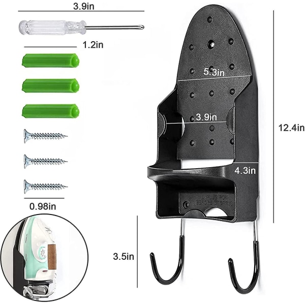 Yaju Strygebræt Hanger, Robust Strygebræt Holder Væghængt Hanger Over Dørkroge Opbevaring Til Hjem, Vaskeri (sort 1 stk)