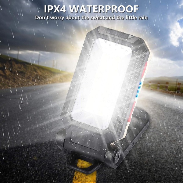 Led arbeidslys Campinglys Oppladbar Led Spotlight Oppladbar arbeidslyslampe Verksted Cob Fakkel Lommelykt Med Magnetisk Base