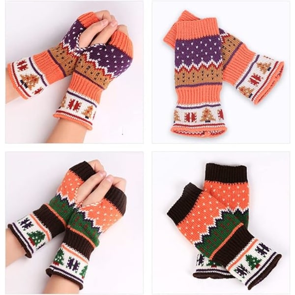 Women Fingerless Knitted Warmer Gloves