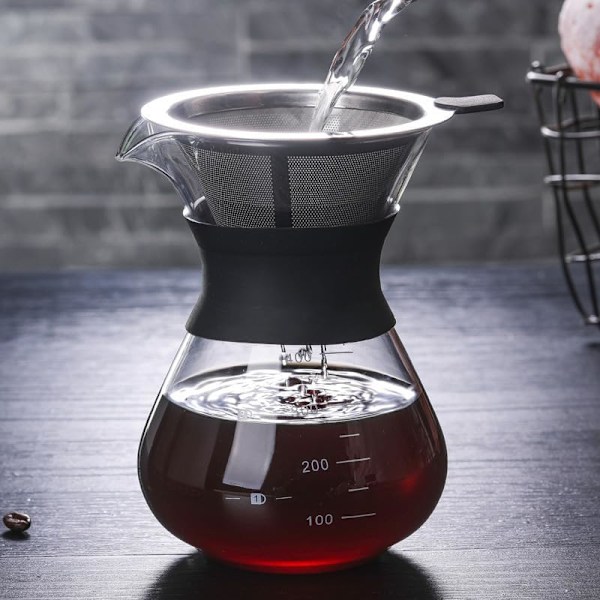 Inverteret Kop Kaffemaskine 400ml, Glas Kaffemaskine Manuel Dryp Kaffemaskine Manuel Dryp Kaffemaskine Manuel Dryp Kaffemaskine Rustfrit Stål Filter