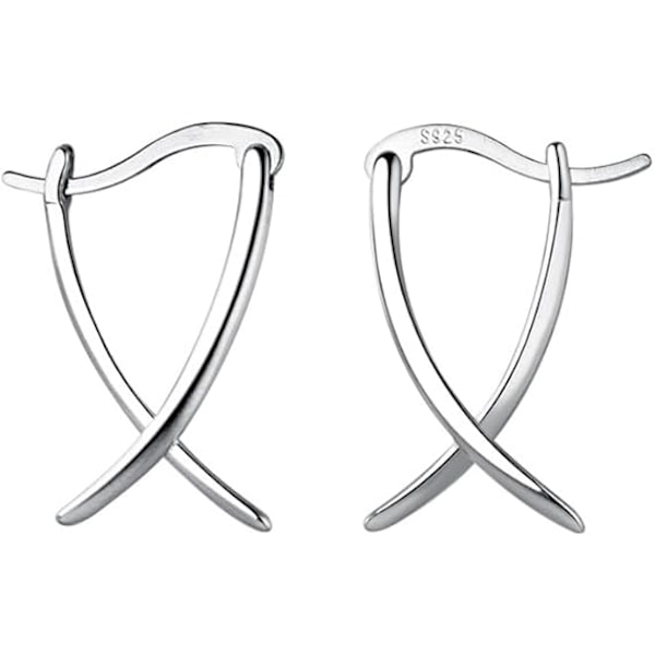 925 Sterling Sølv X Hoop Øreringe til Kvinder Teen Minimalistiske Hoop Øreringe Huggie