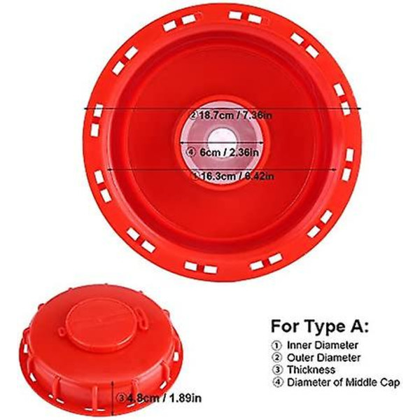 IBC-tanklock, IBC-lock för vätsketank, plast röd 163mm