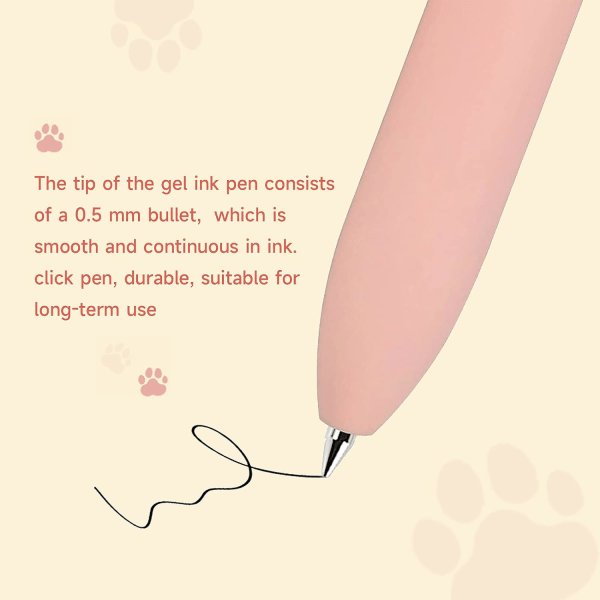 0,5 mm Cute Cat Pens - Cat's Tail Infällbar - 4 st - Cat Set