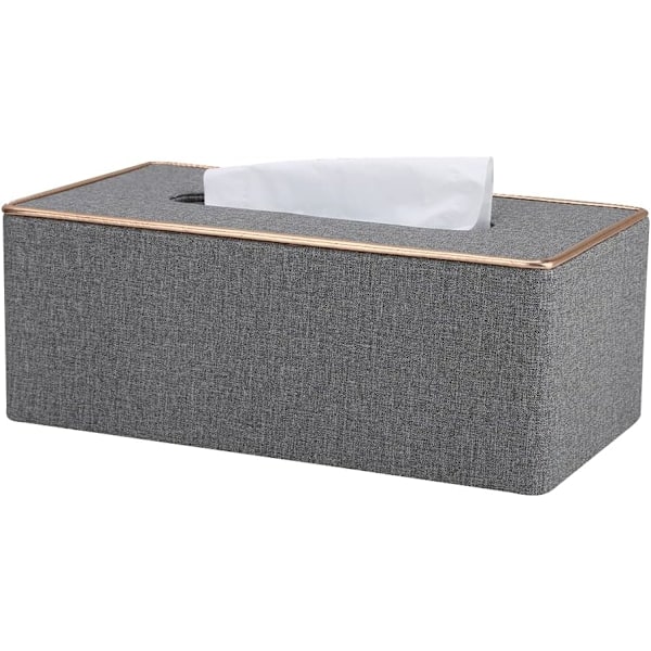 1 stk. Tissue Box Cover  Læder Rektangulær Tissue Box Holder til Hjem eller Kontor Gray