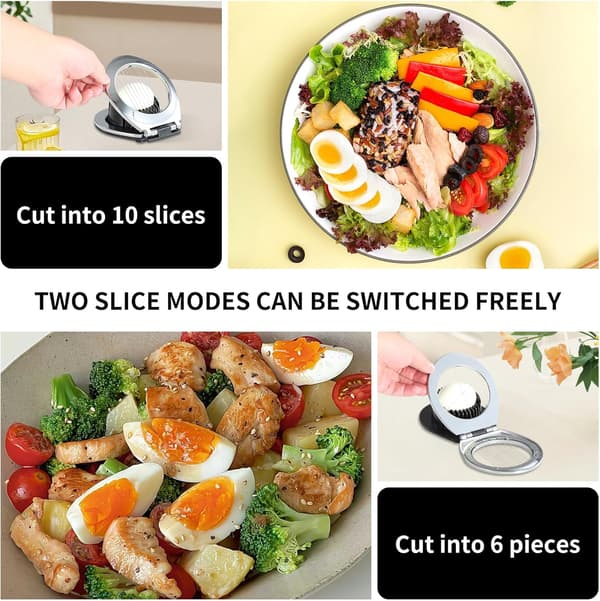 Eggkoker i rustfritt stål, eggdeler - 2-i-1 eggskjæreverktøy i rustfritt stål