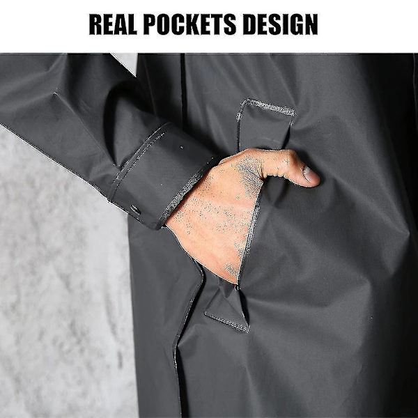 Svart Fashion Vuxen Regnrock Lång Regnrock Kvinnor Män Huvad Regnkappa För Utomhus Vandring Resa Fiske Klättring Tjocknad XL