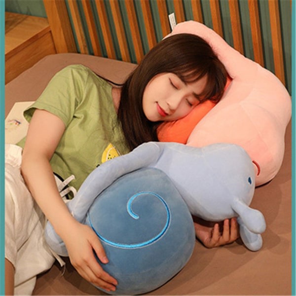 Plys bamse blød snegl - pink 30 cm