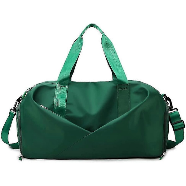 Gymtaske til kvinder, lille rejsetaske med skorum, duffelbag til sport, weekend, svømning, sort-s Green S