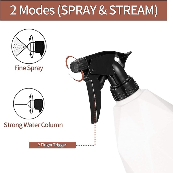 600ml Sprayflaskor, Växtdimspray, Vattenspray, Tomma Växtsprayer för Rengöring, Trädgårdsskötsel, Frisering, Växter, Blommor - Vit