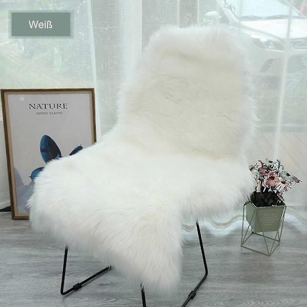 Klassisk Mjuk Fuskfårskinnsmatta Vit Fluffig Områdesmatta Ryamatta Mattor För Sovrum Vardagsrum White