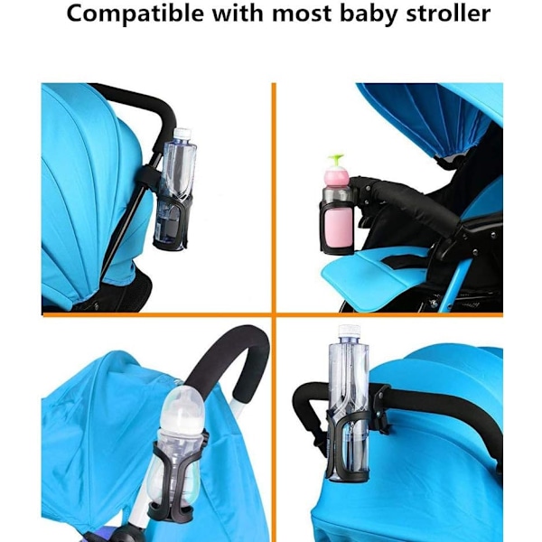 Cykelkopholder 2-pak Baby Stroller Flaskeholdere 360 Graders Rotation Anti-slip Hurtig Afmontering Kop Drikkeholder til Barnevogn Cykel