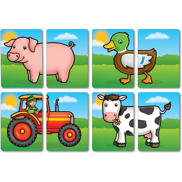 Farmyard Heads and Tails Game, Memory & Matching Pairs Card Game, Educational Games and Toys for Toddler and Preschool, 18-Month-Old and Up