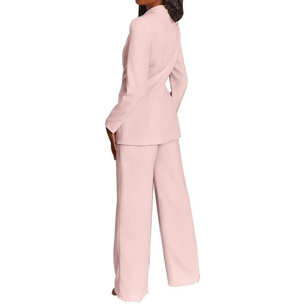 Blazer og vide bukser for kvinner, uformelt todelt sett, rosa Pink S