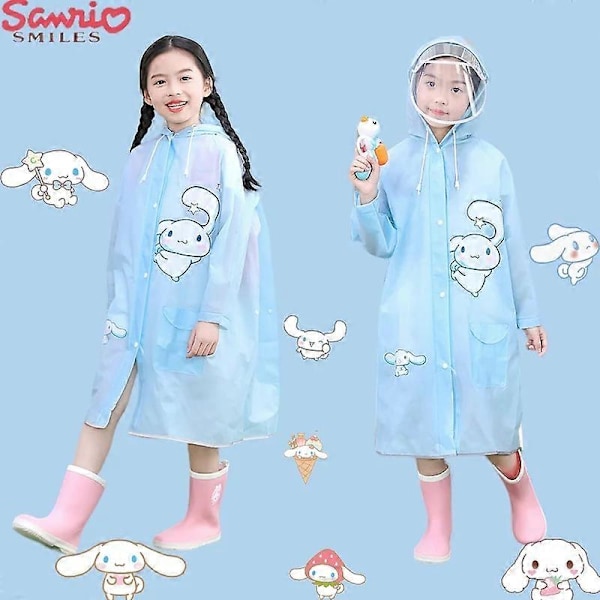 Sanrio Anime Cinnamoroll Børne Regnfrakke Søde Børn Fortykket Vandtæt Regnfrakke Tegneserie Vandtæt Tøj Poncho Regntøj