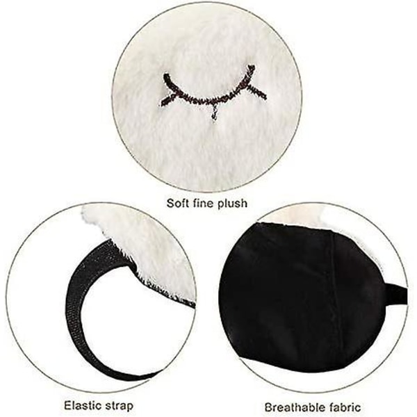 Mjuka sovmasker i 2-pack med djurdesign, ögonbindel för snarkning, för barn, kvinnor, resor, fester, ögonmask (kanin)