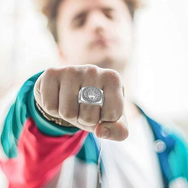 Ring til mænd Hip Hop Sølv Kongekrone Knust Hjerte Fingerring 12