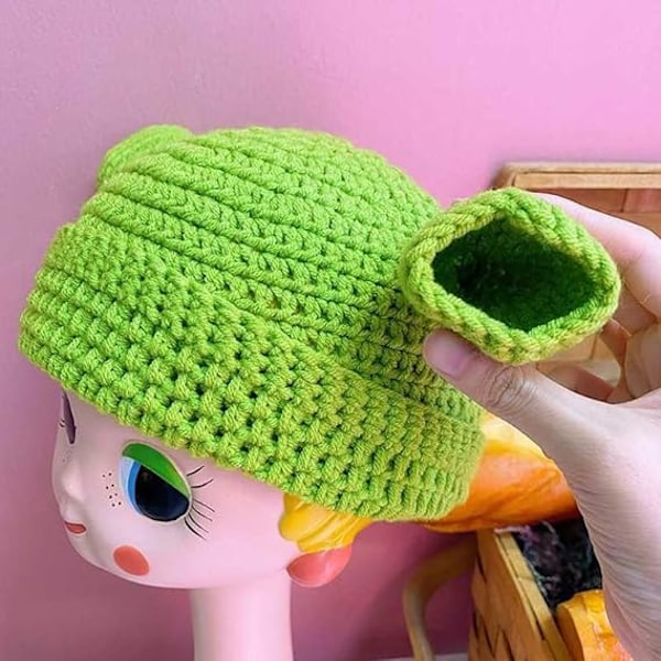Unisex Shrek Håndstrikket Uldhue, Holdbar Varm Uldhue, Håndstrikket Hue, Cosplay Hue, Vinter Uldhue