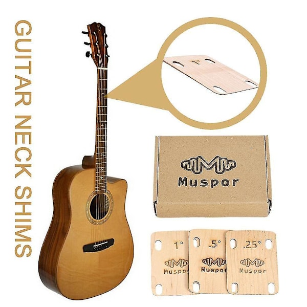 3 st Elektrisk Gitarr Hals Shims Lönnplatta .25/.5/1 Graders Ersättningsdelar