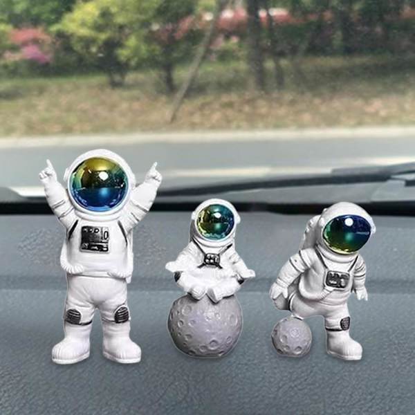 Astronaut Figur Astronaut Skulptur Resin Statue Ornament til Kontor Fest Unik Dekorativt Stykke, Blå, 3 stk