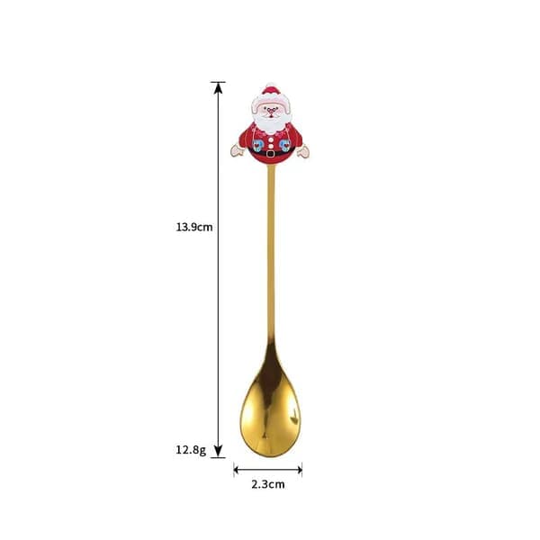 Julekaffeskeer, sæt med 4 guld dessert- og teskeer, 304 rustfrit stål - B17
