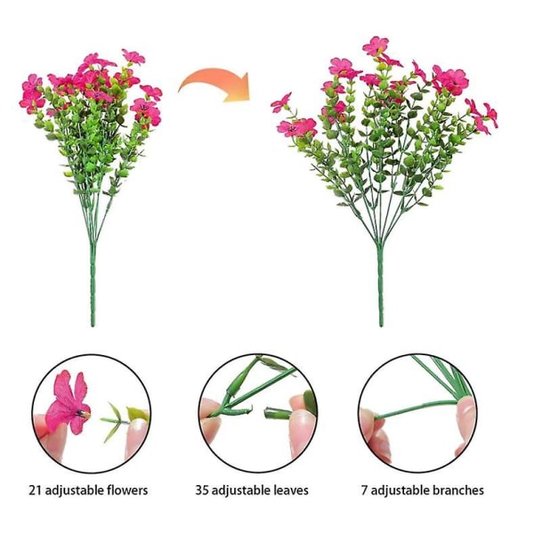 UV-säteilyä kestävät keinokasvit ja -kukat - fuksia 8kpl