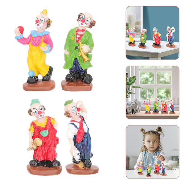 4 stk. Cirkus Klovn Figur Sandbakke Klovn Miniature Kreativ Blomsterpotte Klovn Ornament