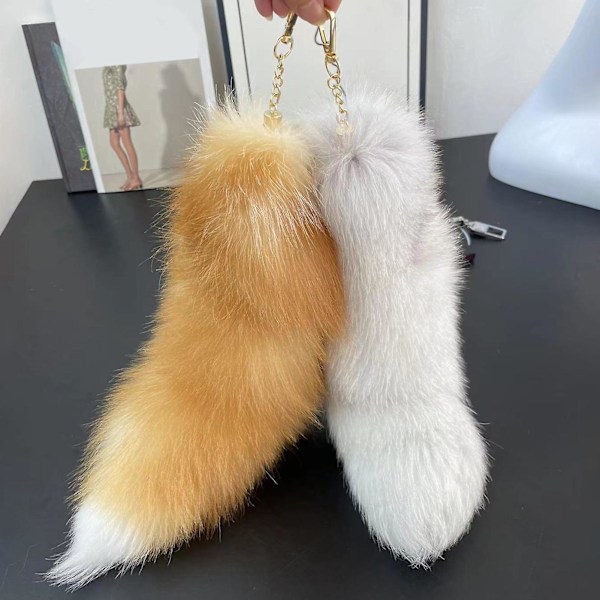 Faux Vaskebjørn Hale Nøglering Blød Kunstig Pels Hale Vedhæng Dekorativ Vaskebjørn Hale Nøglering Rygsæk Nøglering Ornament Taske Dekoration