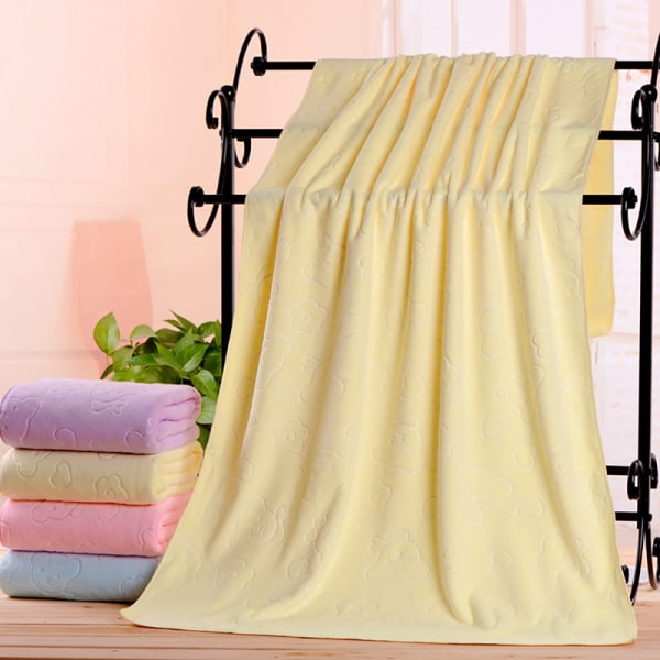 Badehåndklæde absorberende hurtigtørrende super stort badehåndklæde blødt - Light Yellow