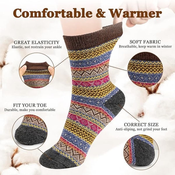 Termisk vinterull varme sokker, 5 par