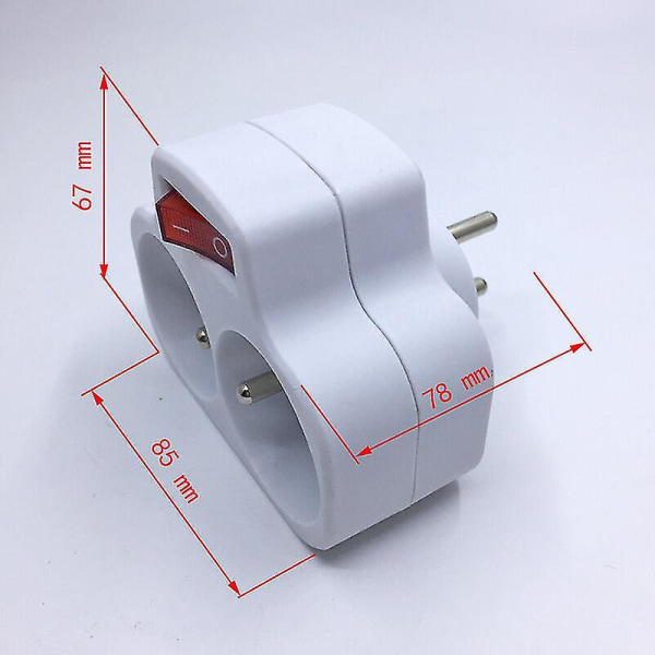 Sähköpistorasiat kytkimellä, 2-in-1 virtajohto seinäpistokkeeseen, ihanteellinen sähköinen seinäpistorasia makuuhuoneeseen, kotitoimistoon, 16a, 230v, valkoinen, yksi kappale, Fonep