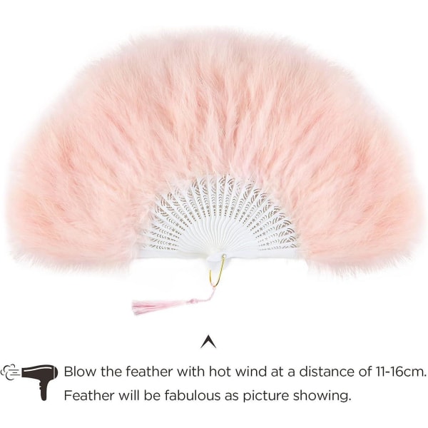 Feather Fan, Vintage Folding Fan Flapper Håndventilator - Pink
