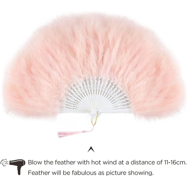 Fjäderfläkt, Vintage Folding Fan Flapper Hand Fläkt - Pink