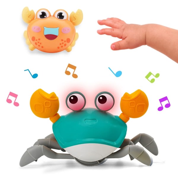 Elektrisk krabba Musikleksak-Automatisk sensor Hinder Undvikande-Lätt-USB-laddning-Krabba Löpning Nyhet Leksak-Babyleksak
