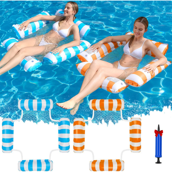 2 STK oppustelig pool flyder hængekøje, 2023 opgraderede gummibåd pool hængekøje swimmingpool vand lounge stol flydende legetøj til pool strand udendørs