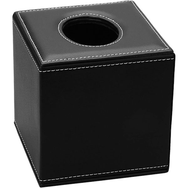1PCS Marmor Servettbehållare - Läder Kub Fyrkantig Servettbehållare Black