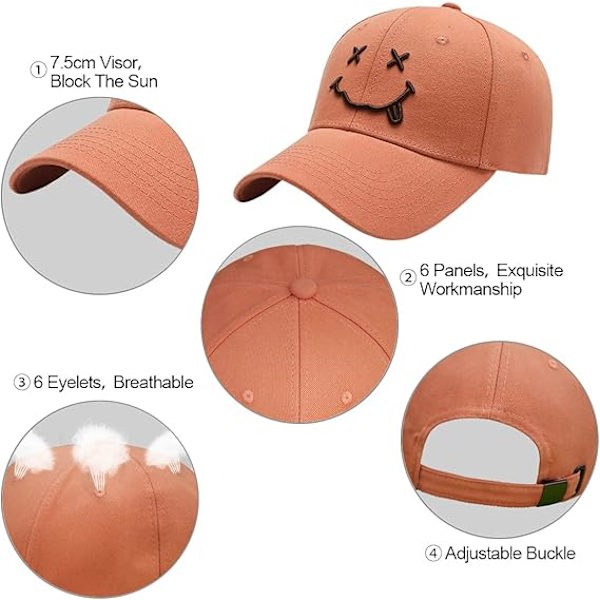 Baseball Cap til mænd - Quirky Bizarre broderi - Unisex, Hip Hop Trucker Caps - Justerbar åndbar sommer sol Orange
