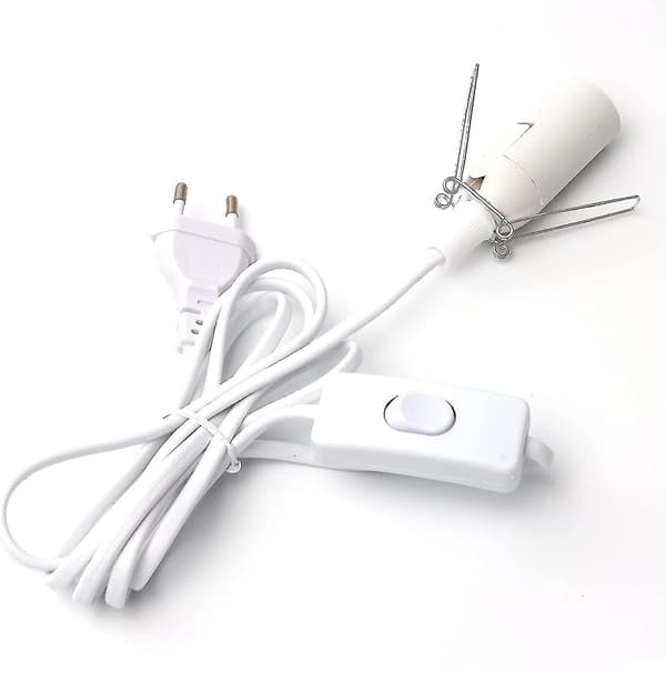 2024 Kabel til Saltlampe med Afbryder - E14-1.8 M - Fatning til Saltlampe, Hvid