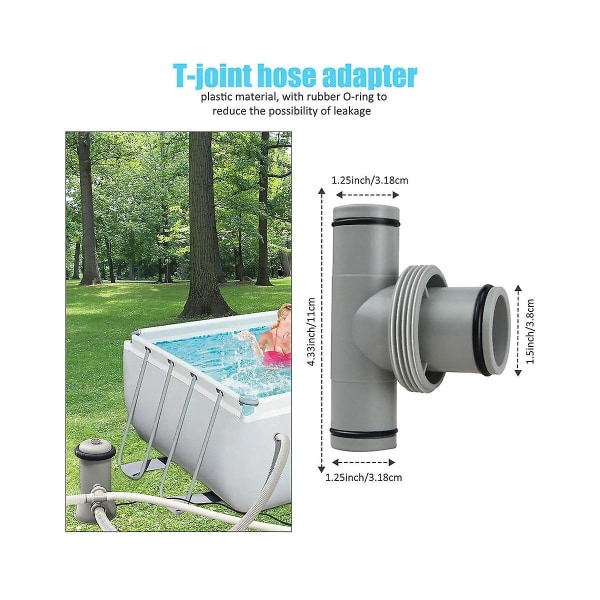 Reservdelar för ovanmarkspool, slangadapter för poolbyte 1,5 tum munstycke för pool (1,5 tum till 2x1,25 tum T S