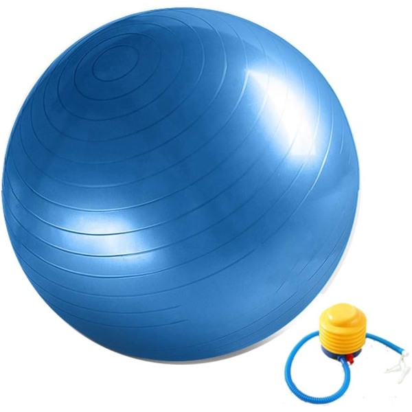 Sportsball Anti-Burst med ballpumpe Tykk Robust 300 kg Lastekapasitet Sportsball Balanse Pilates Yogaball for Office Home Gym (65CM Blå)
