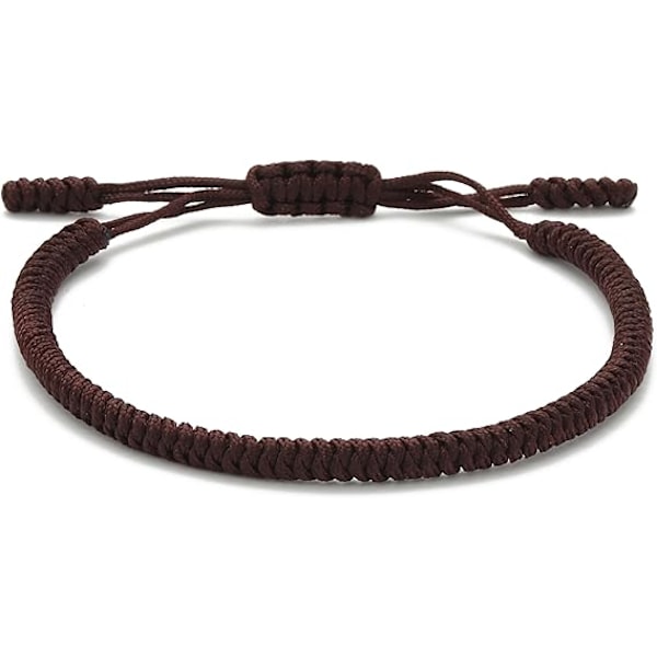 Handgjort Armband + Buddhistisk Gåva! för Kvinnor, Män, Tonåringar. Justerbar Storlek! Vänskapsgåva. Handgjort Repvävt Chakra Armband Brown