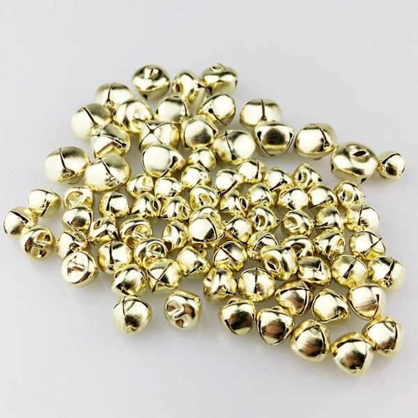 100 st Jingle Bells, 15 mm metall Jingle Mini Craft Pärlor för DIY Guld