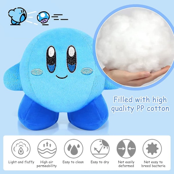 Kirby Plyschleksak, 14cm Kirby Plyschleksak, Kirby Plyschdocka, Kirby Plyschleksak Söta Mjuka Stoppade Dockor Kirby Plyschdocka för Födelsedagspresent (Blå)