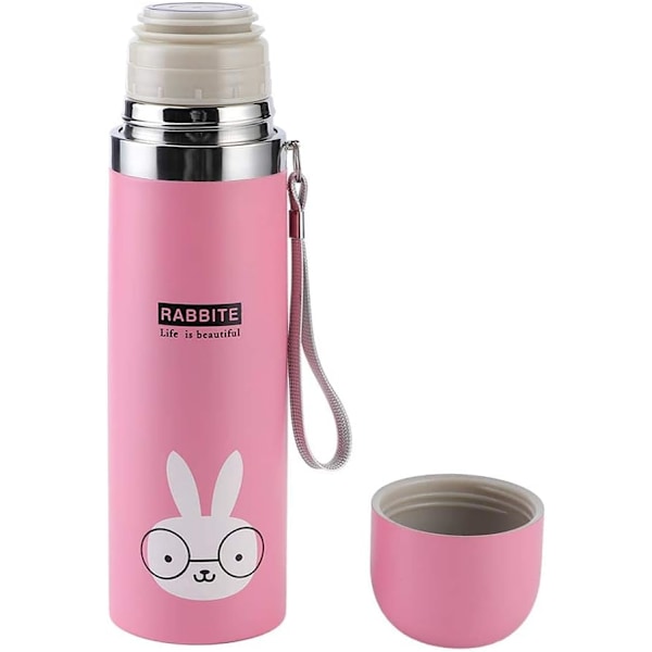 500 ml kannettava, tyhjiöeristetty ruostumattomasta teräksestä valmistettu lasten juomapullo (pinkki)