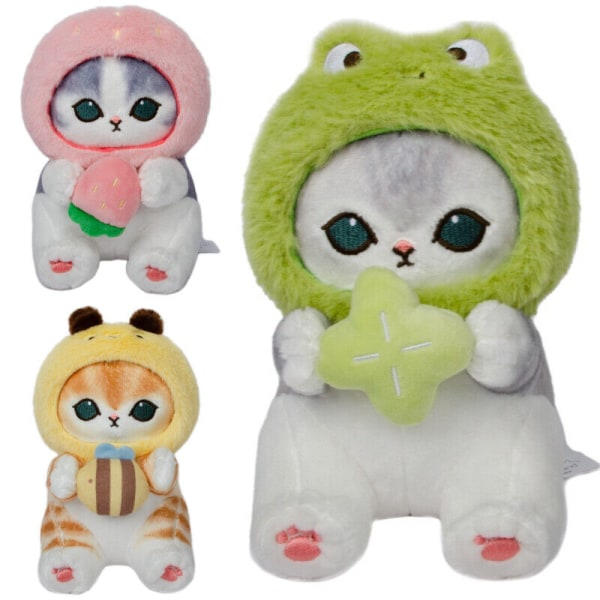 Mofusand Cat Forest Series Plysjleke - Myk Pp Bomullsfylling - Bedårende Tegneseriefigur Strawberry
