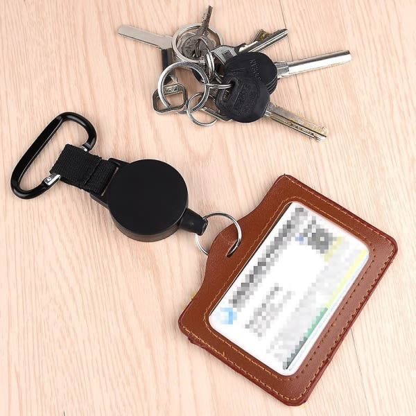 3 st ID-tagg Jojo Heavy Duty Retractable Nyckelring Retractable Nyckelrulle Nyckel Jojo Nyckelring med 65cm/25 tum Ståltråd, Svart