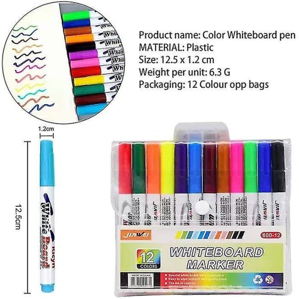 12-farve magiske penne til børn, usynlig blækpen, vandmagisk malebog, malepenne til magisk whiteboard